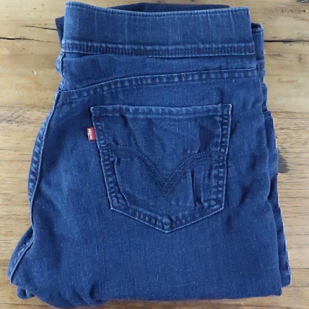 SIGNATURE BY LEVI STRAUSS & CO DARK BLUE SHAPING MID RISE SKINNY JEANS